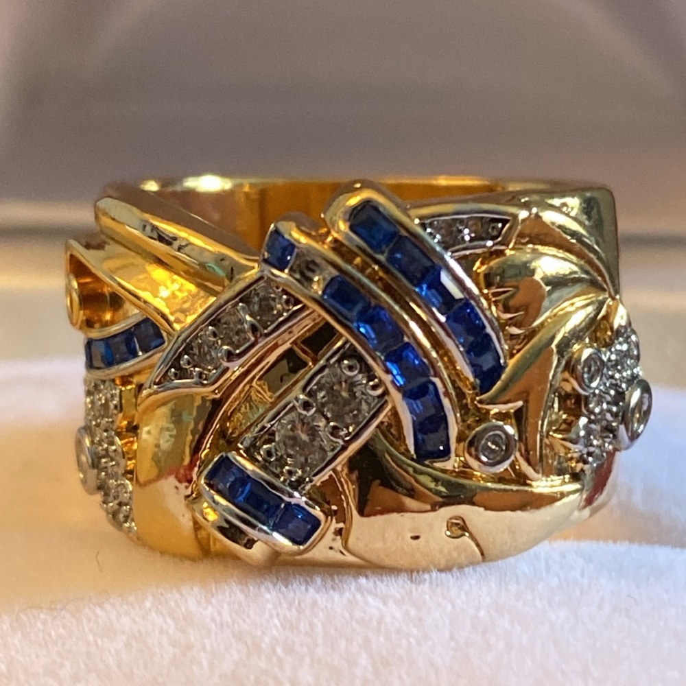 Gold and Blue Women's Ring (7) NWOT - Picture 2 of 5